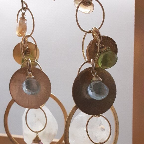 Gold dangle earrings Designed by Nina Nyugen - Picture 6 of 13